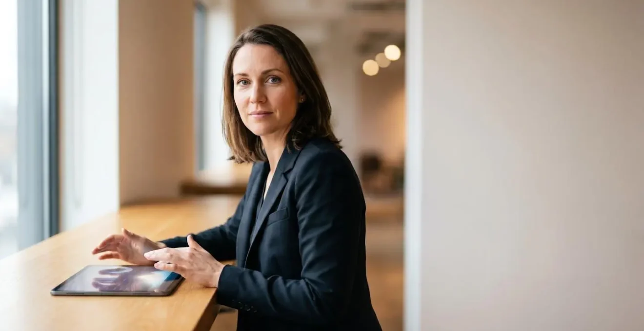 Consultant en marketing digital analysant des donnees de performance sur un tableau de bord avec des graphiques de conversion