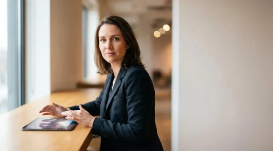 Consultant en marketing digital analysant des donnees de performance sur un tableau de bord avec des graphiques de conversion