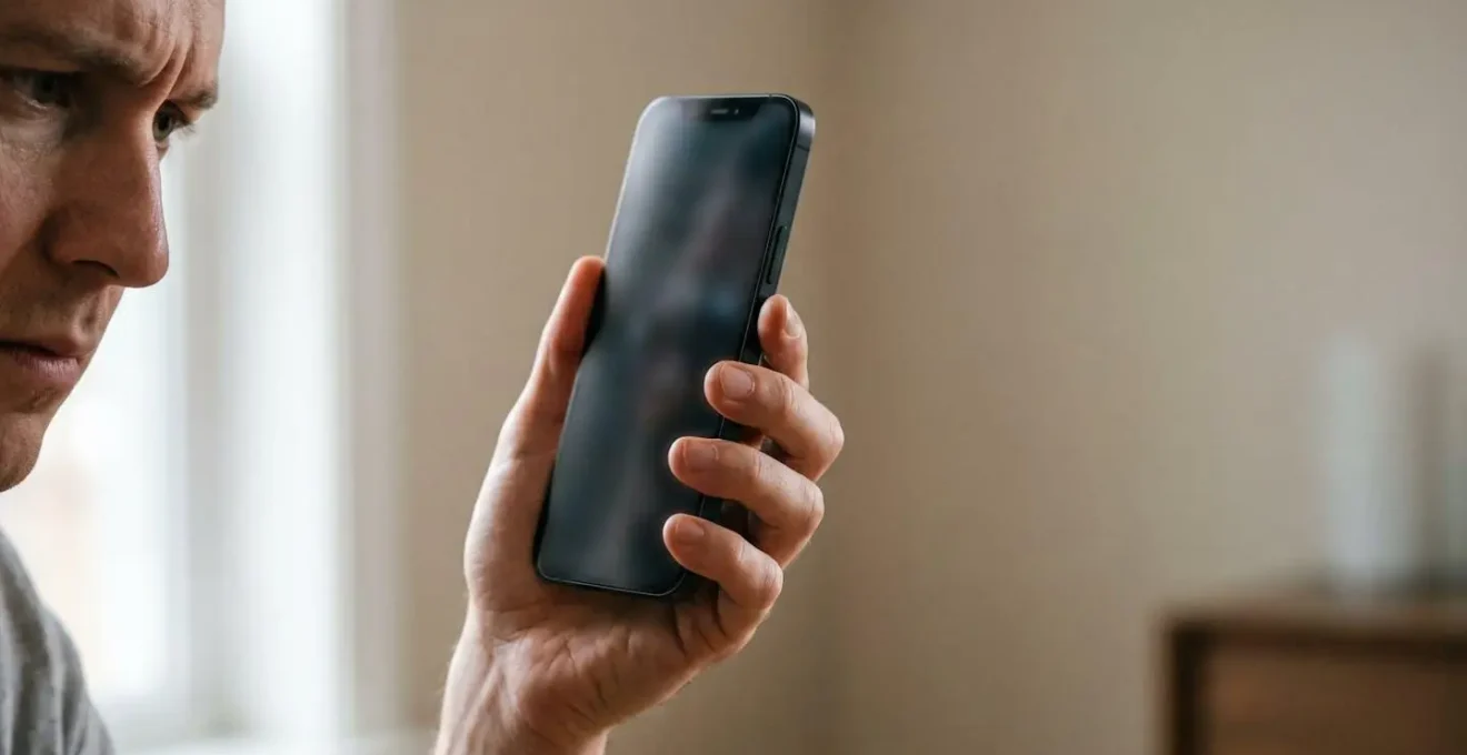 Utilisateur mobile frustré devant un écran de smartphone
