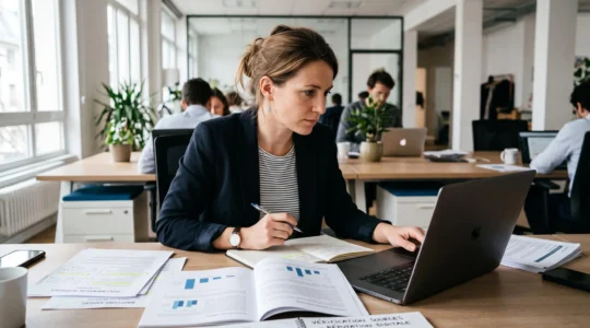 Responsable marketing vérifiant une information erronée fournie par une IA à propos de son entreprise